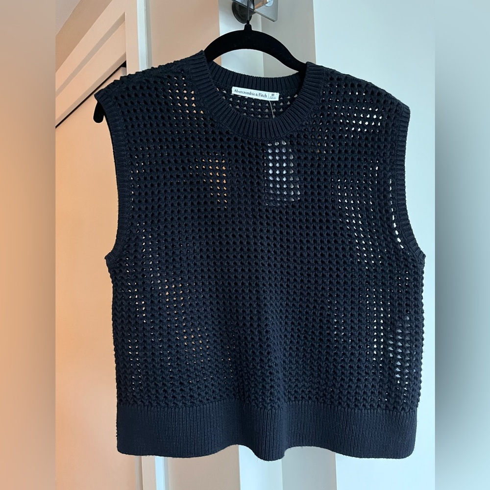 Abercrombie and Fitch Crochet-Style Black Shell Top